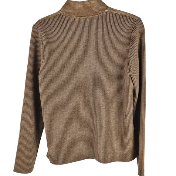 Jacket Pendleton camel brown suede wool rib knit zip front size Medium - Picture 2 of 8